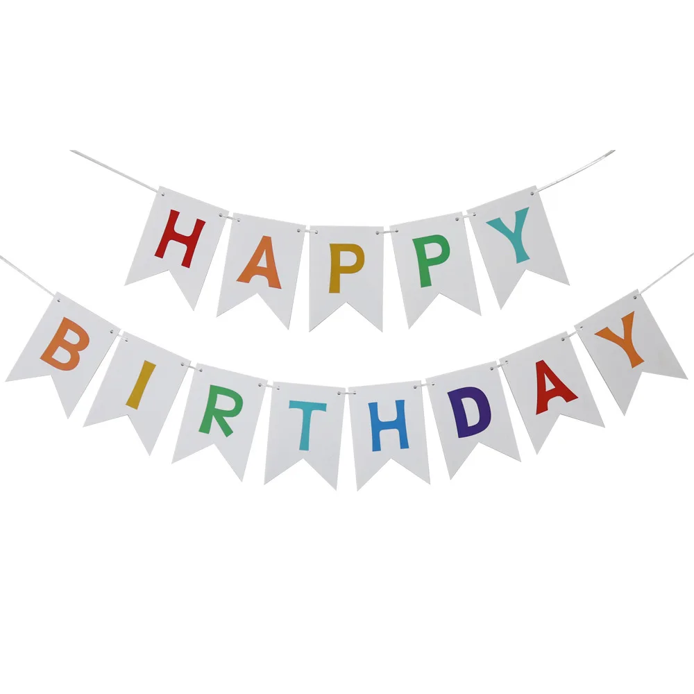 NEW Happy Birthday Banner Bunting Flag Party Decoration Kids Decor Children\'s Ornament Baby Colorful Girl Boy Parti Supplies