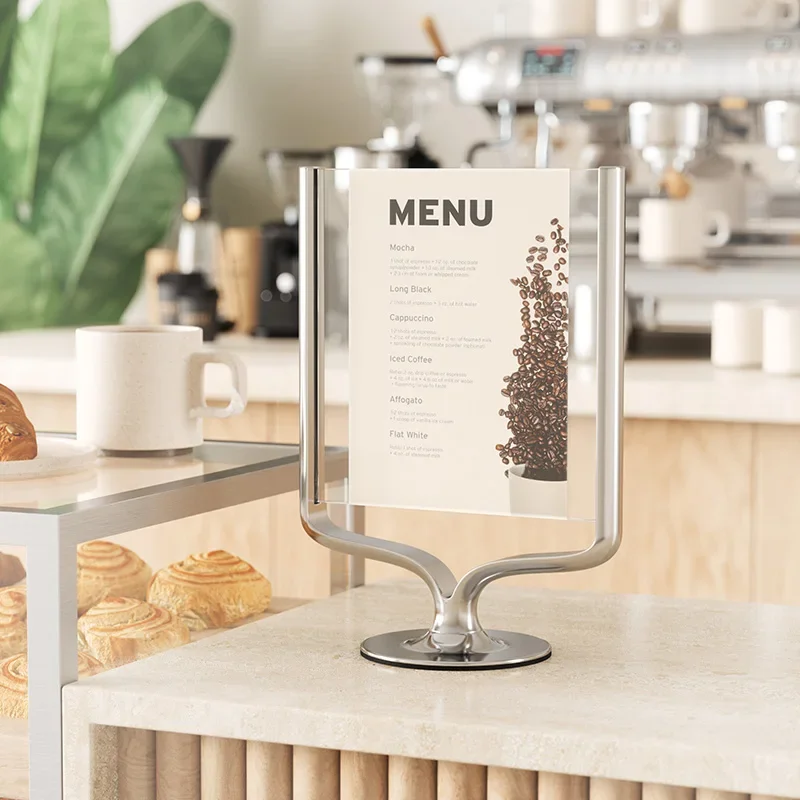 Modern Restaurant Price Display Board Coffee Shop Bar Table Card Double-sided Transparent Advertising Promotional Display Rack