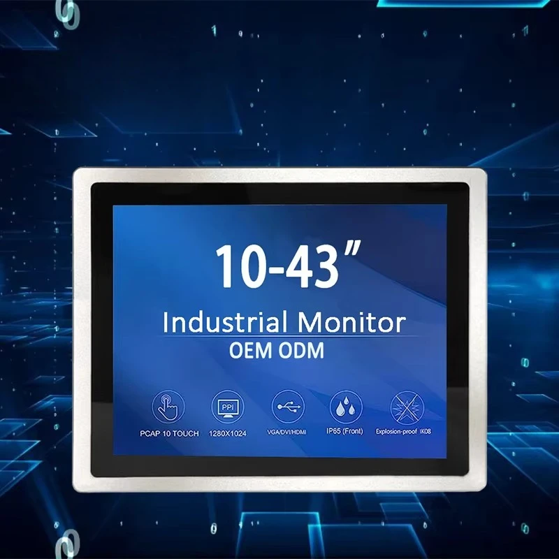 Custom 15-inch industrial display with NEMA 4X stainless steel housing for hygienic environments