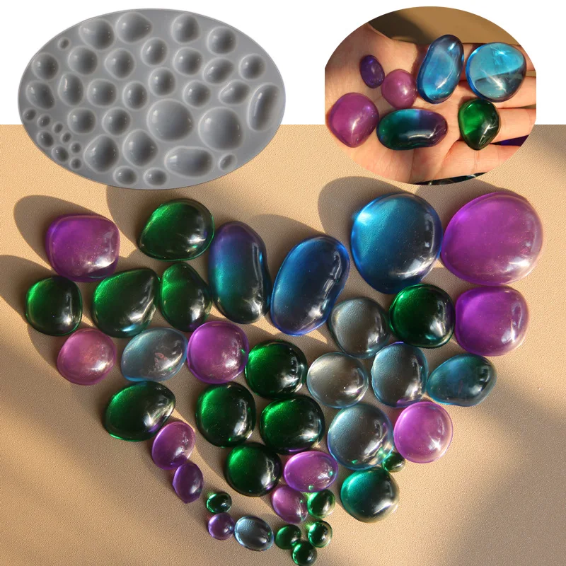 

5pcs/lot Gemstone Mold Irregular Round Stone Round Ring Pendant Gemstone Decorative Resin Liquid Epoxy Mould