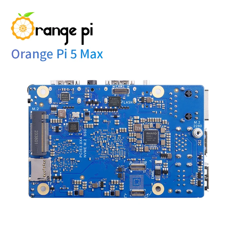 Orange Pi 5 Max 8GB 16GB RAM Rockchip RK3588 مجلس التنمية M.2 PCIE 2.5G LAN WiFi6 + BT5 اختياري حالة إمدادات الطاقة EMMC