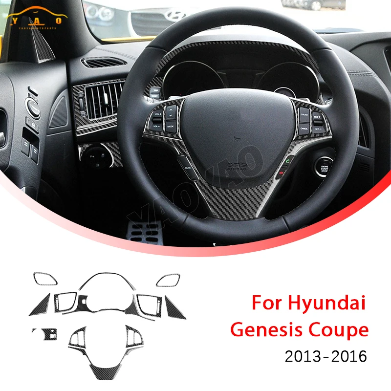 

Car Sticker For Hyundai Genesis Coupe 2013-2016 Carbon Fiber Steering Wheel Button Panel Set Trim Cover Car Accessories