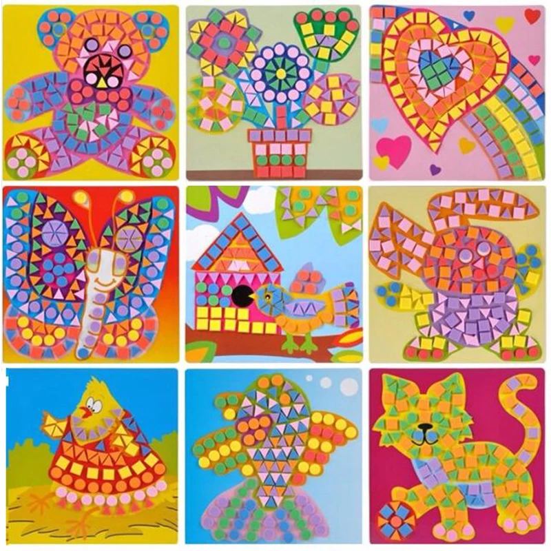 6PCS/Set 3D Kids EVA Sticky Mosaics Puzzle DIY Foam EVA Stickers Handmade Art Cartoon Creative Educational Toys For Children