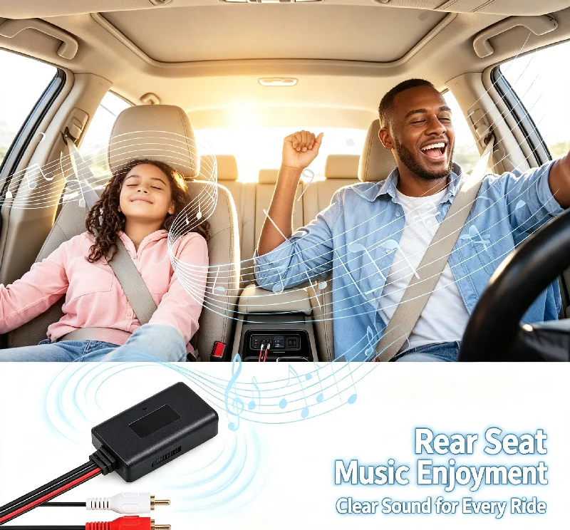 Car Wireless Bluetooth Cable Adapter Receiver AUX HIFI Sound Quality Music Audio Stereo Receiver For 2RCA Interface Audio Line