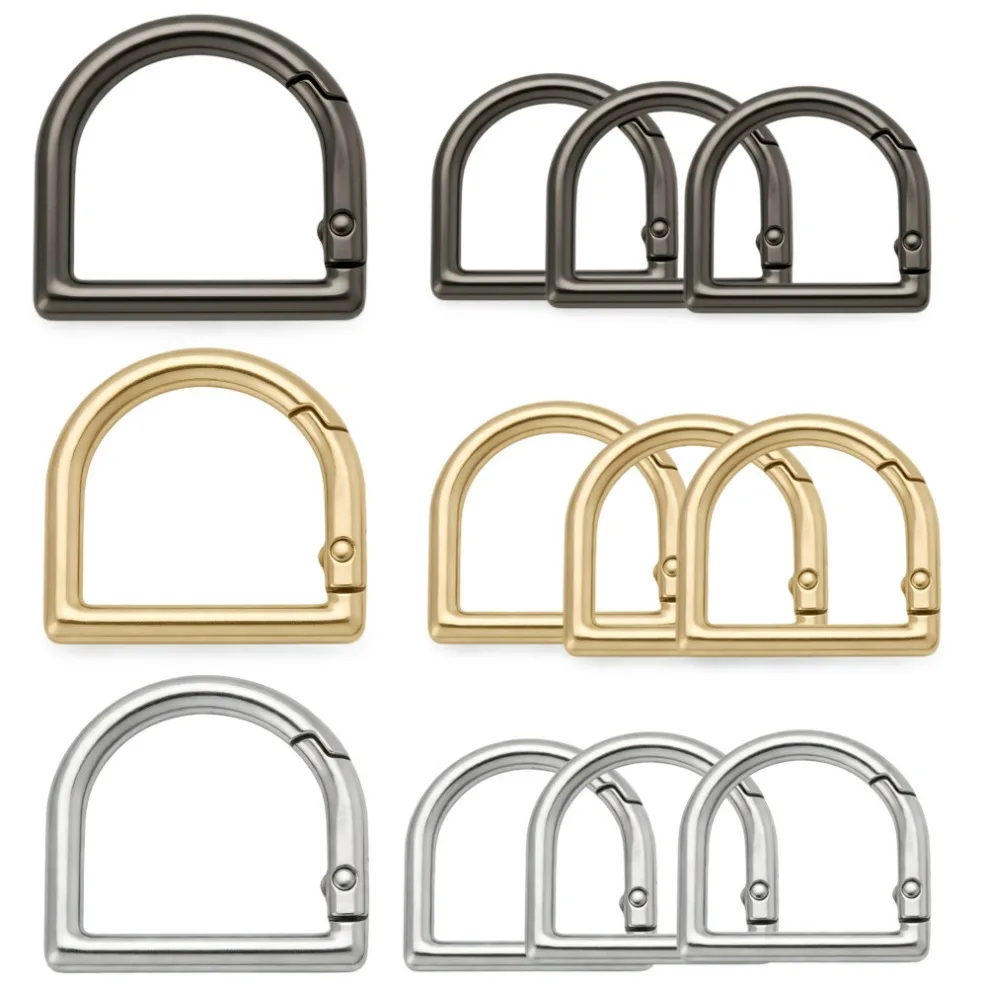 5-10Pcs D Shape Type Spring Ring Openable Leather Bag Handbag Strap Buckle Connect Keyring Pendant Dog Chain Snap Clasp Clip