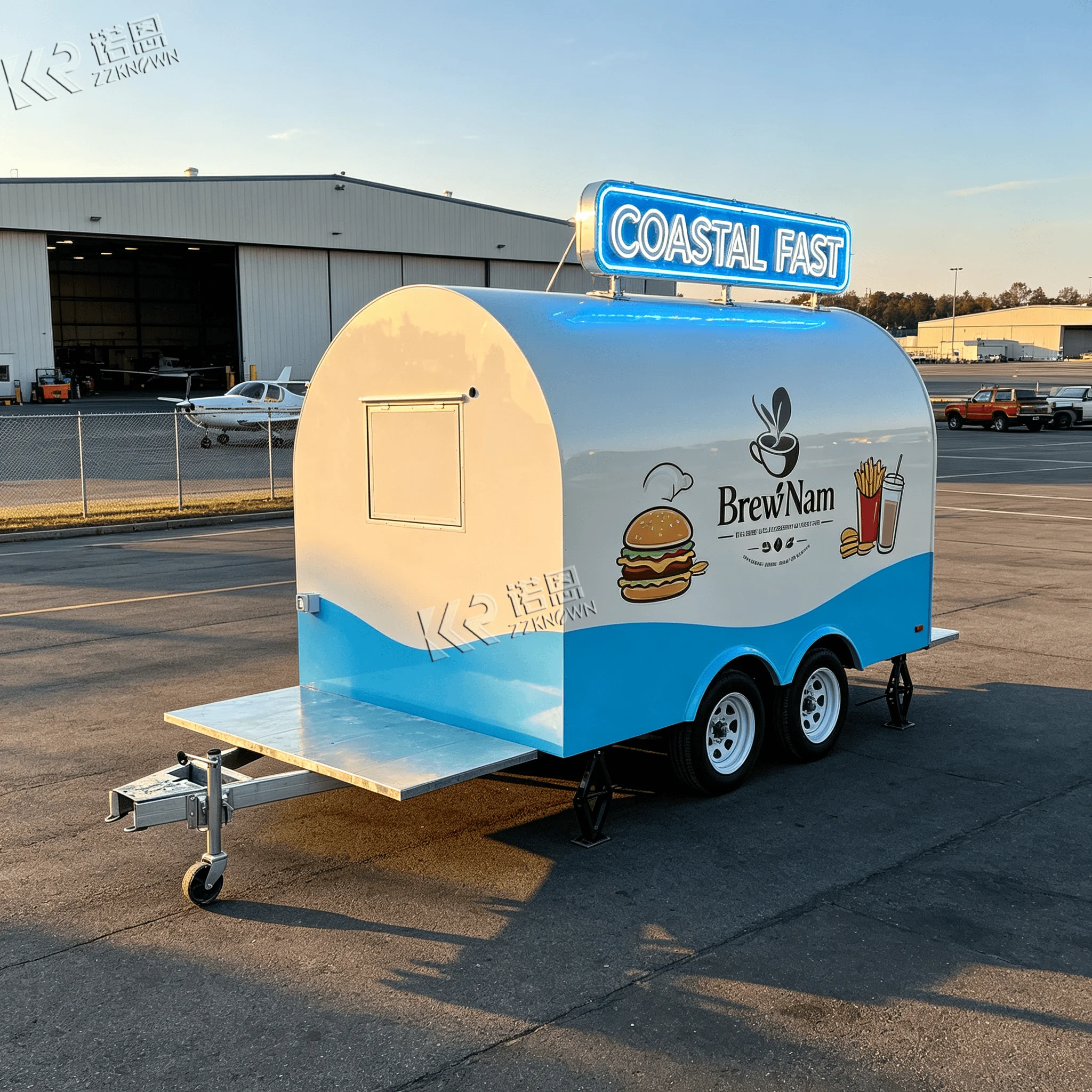 2.9m Curved‑Shape Food Truck and Food Trailer CE‑Certified for Outdoor Music Festival Light Food Concession Kiosk