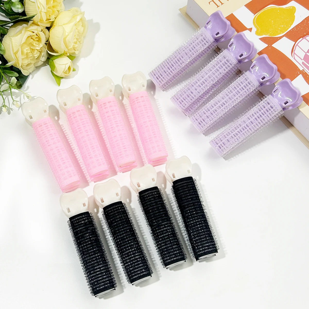 4 pinzas para dar volumen al cabello para mujer, rizador DIY, pinzas para flequillo y peinado de línea alta, maquillaje, peluquería, elegantes, para viaje
