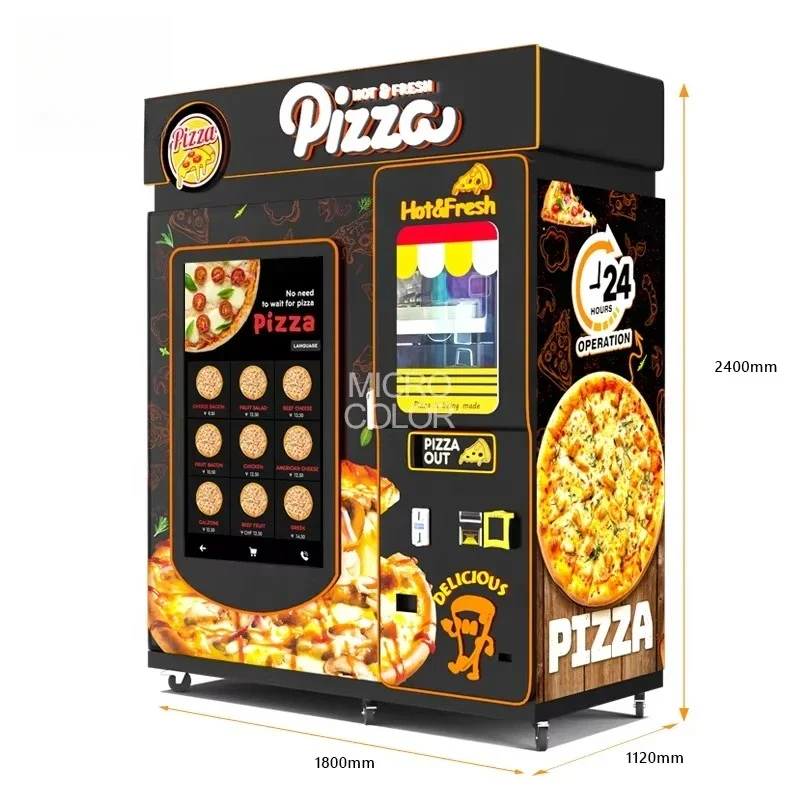 FOODLINE Pedestrian Street Pizza Vending Cabinet Waterproof Touch Panel Multi Payment Fast Hot Pizza Seller