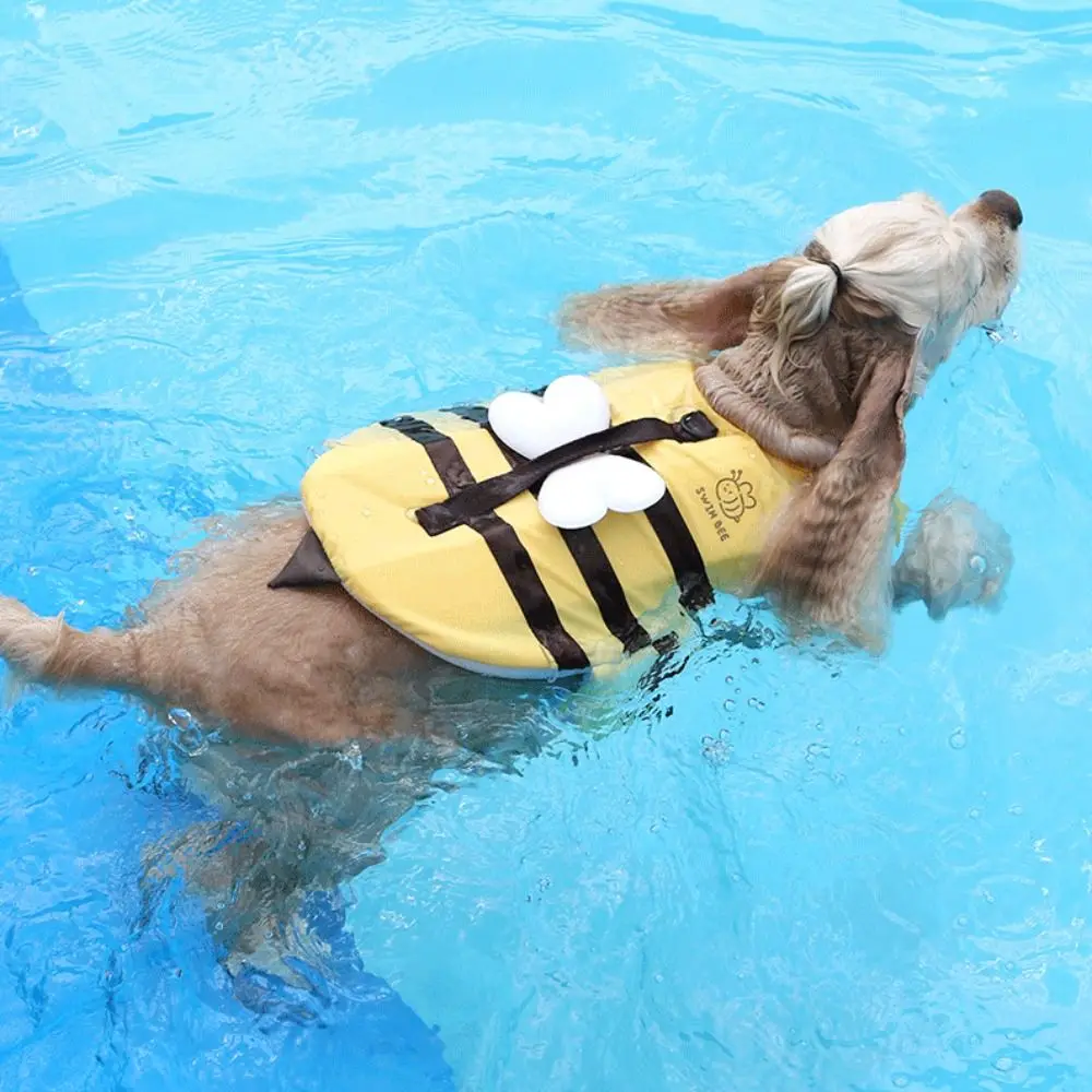 Summer Little Bee Dog Swimsuit Waterproof Puppy Life Vest Safety Cute Dog Swimwear Breathable Pet Supplies