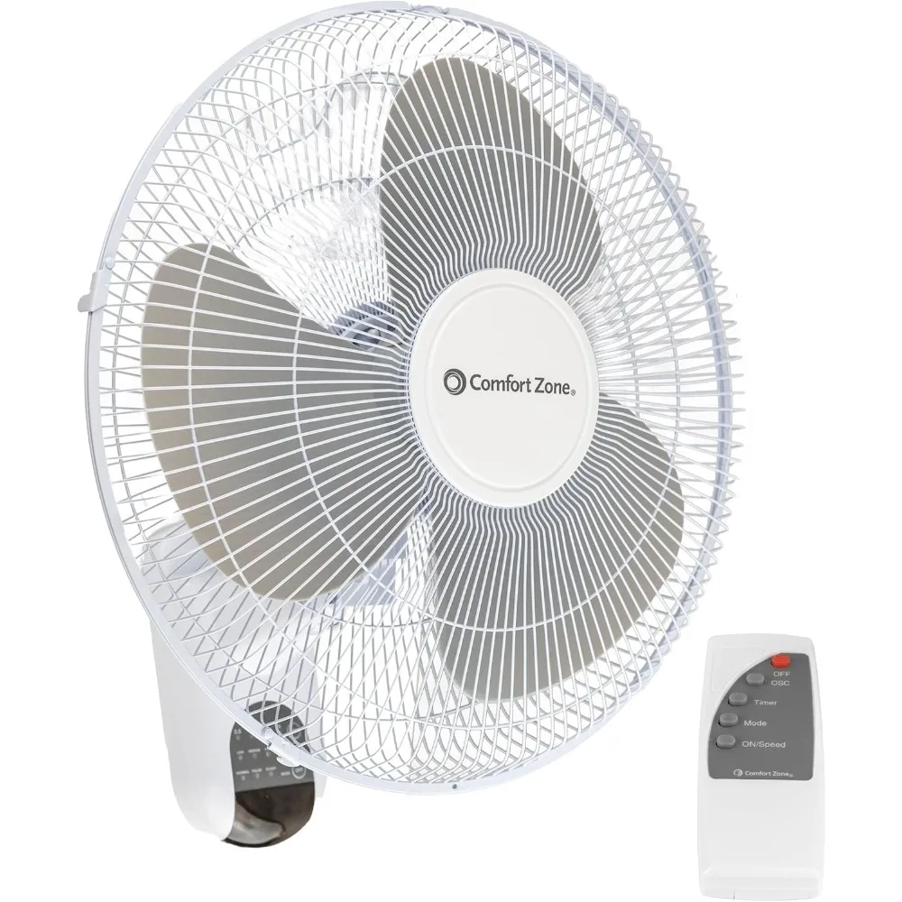 

Oscillating Wall Mount Fan with Remote Control, Timer, Auto Shut Off, Adjustable Tilt, Quiet, 16 inch, 3 Speed, Ideal for Home