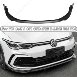 Car Front Bumper Lip Body Kit Spoiler Canard Splitter Diffuser For VW Golf 8 MK8 GTI GTD GTE R-LINE TSI TDI ABS 2020-2024 Tuning