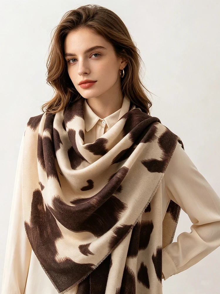 

New Elegant Women Knit Scarf Autumn Winter Headscarf Casual Retro Print Soft Warm Scarve Mujer Foulard Wrap Shawl Party Fashion