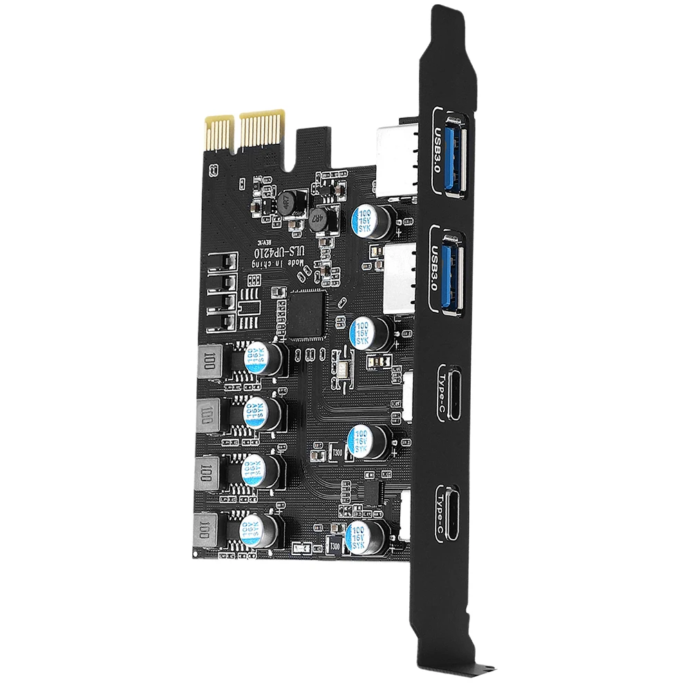 بطاقة USB3.0 PCIE 2 * منفذ USB A + 2 * منفذ USB C/USB3.2 GEN1 PCI Express محول بطاقة لنظام التشغيل Windows7/8/10/11/MacOS/Linux