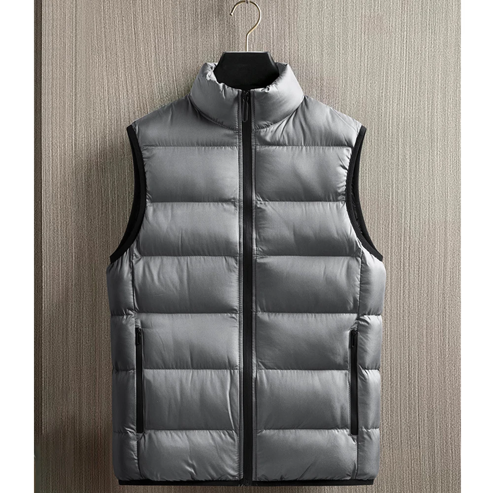 

Удобная мужская куртка для осени, мужской жилет, повседневный жилет, черная безрукавка, легкая утепленная куртка из полиэстера