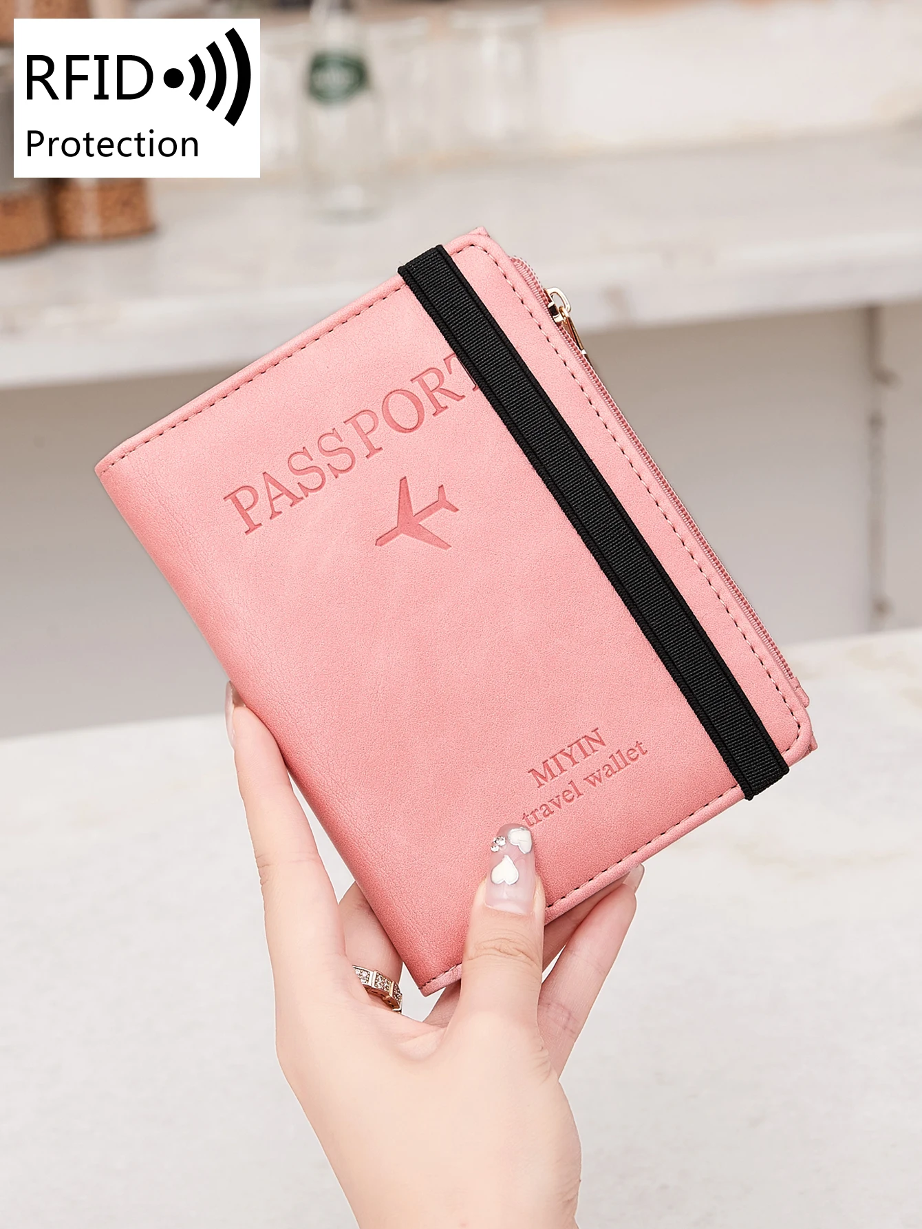 Fashionable and minimalist RFID travel passport set PU multifunctional business card/credit card/change passport wallet neutral