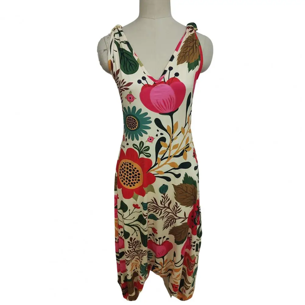 V-Neck Sleeveless Racerback Rompers Ethnic Style Print Sling Harem Jumpsuit Overalls for women