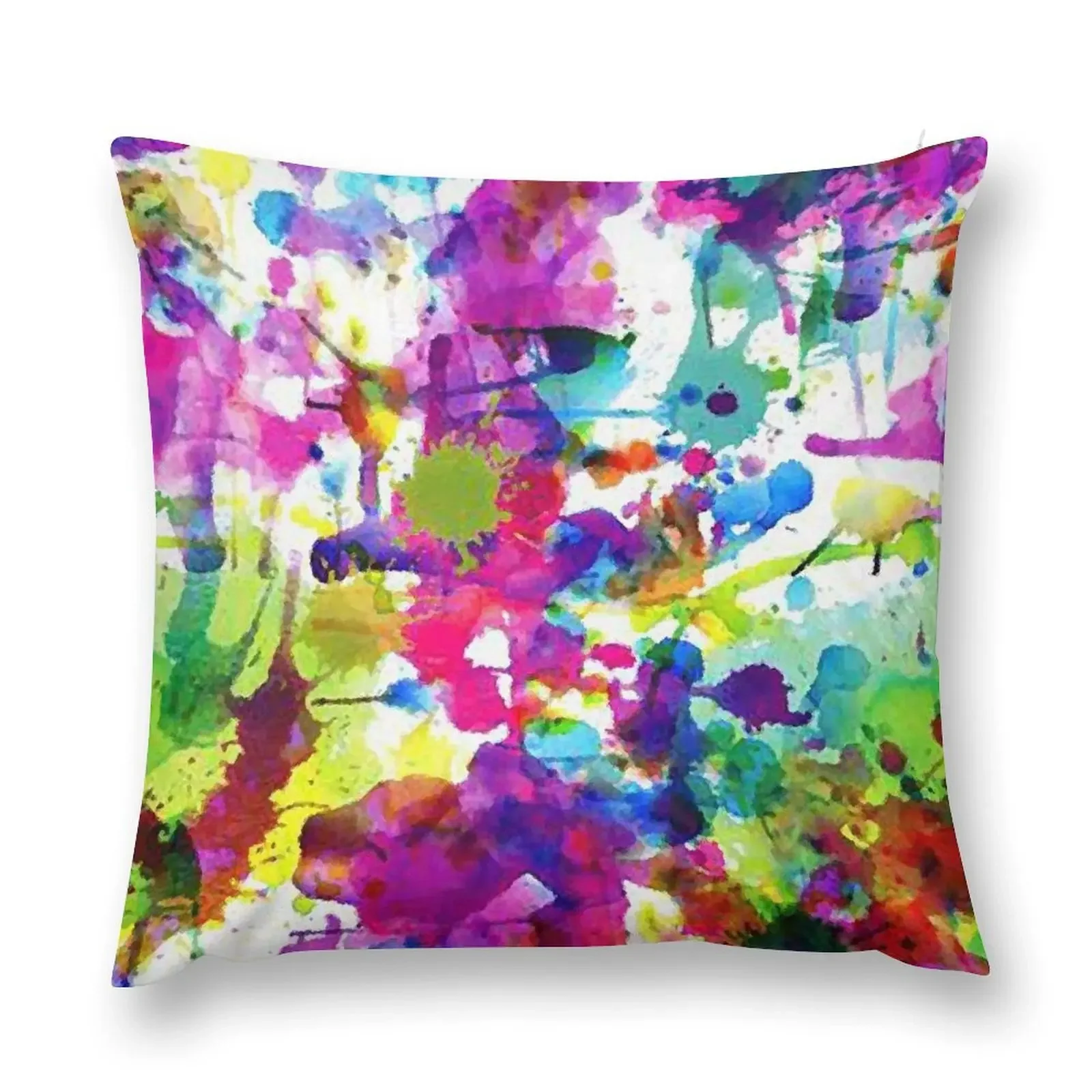 

Bright Paint Splatter Squares Throw Pillow Custom Cushion pillows decor home pillowcases for sofa cushions pillow