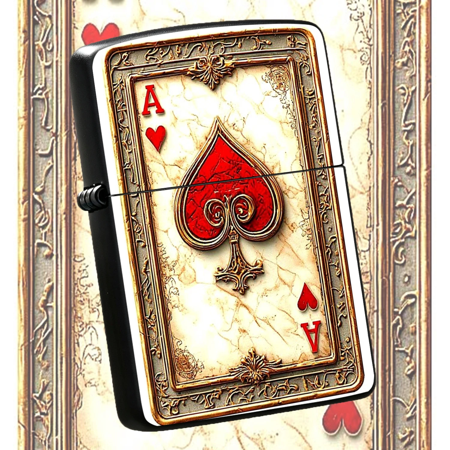 Vintage Ornate Ace Of Hearts Portable Decorative Lighter, Exquisite Court Style Textured Accessory, Unique Artistic Carry Item, Fits All Daily Scenarios, Ideal For Gifting Or Personal Use, Stylish Practical Creative Piece A Humorous And Int