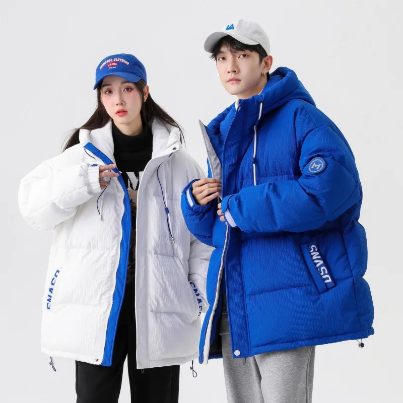 Men's Short Winter Hooded Casual Youth Thick and Warm Couple Down Jacket