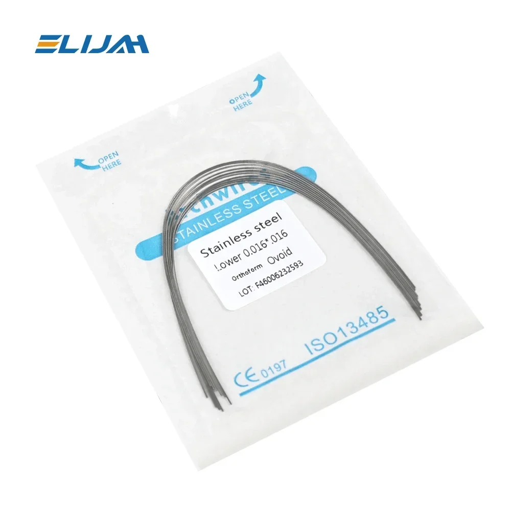ELIJAH Dental Stainless Steel Archwires For Dental Orthodontics Archwires Round/Rectangular 10PCS Teeth Braces Brackets