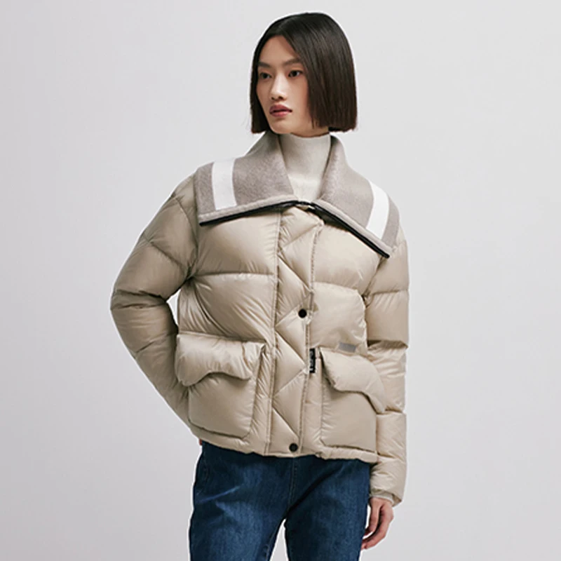 Chericom レディース ショート パファー ダウン ジャケット 90% ダック ダウン フィル コントラスト カジュアル パファー コート 軽量 パッド入り ジャケット Y298101Y