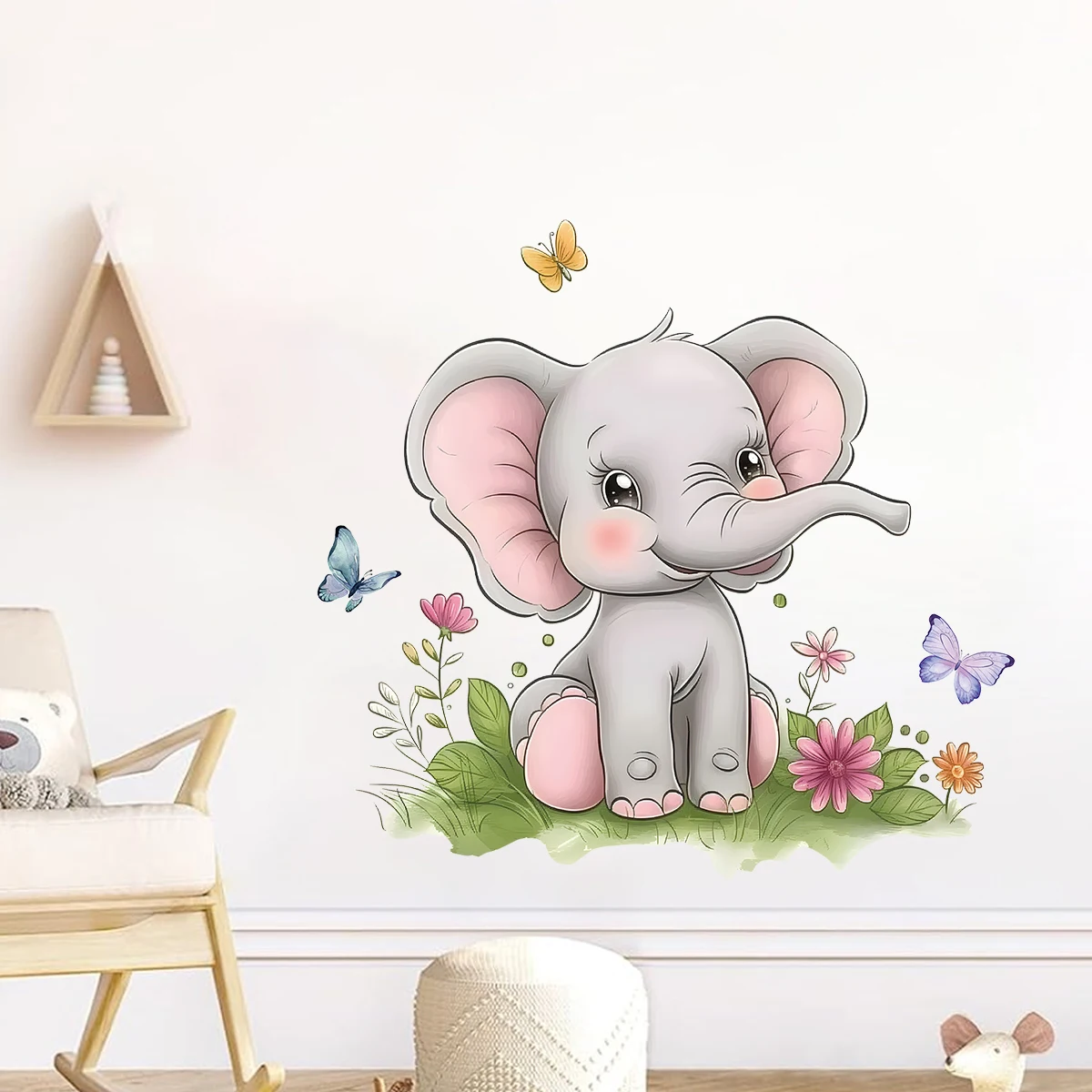 1Pc Cartoon Elephant Wall Stickers Child Home Decor Accessories Living Room Wall Decals Kids Baby Room Decoration Bedroom