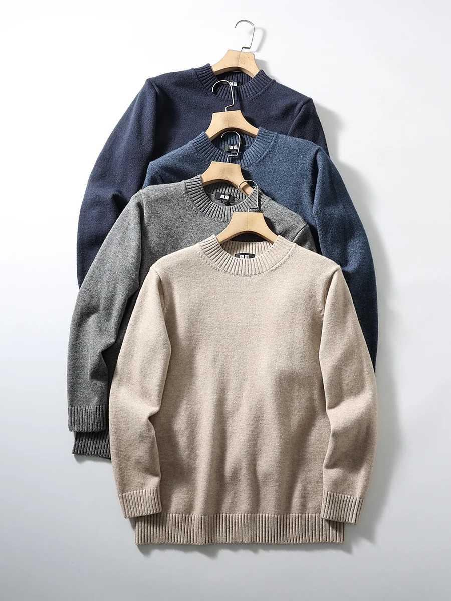 

Soft Wool Blend Men's round Ne Knitwear Comfortable Warm Faionable Casual Winter Sweater Versatile Basic Faionable Ci...
