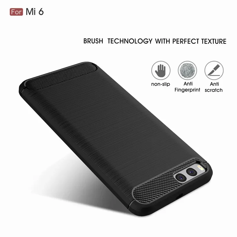 Slim Armor For Xiaomi MI6 Phone Case Silicone Soft Carbon Fiber Phone full Cases Cover for Xiaomi MI 6 Case Capa Coque Shell
