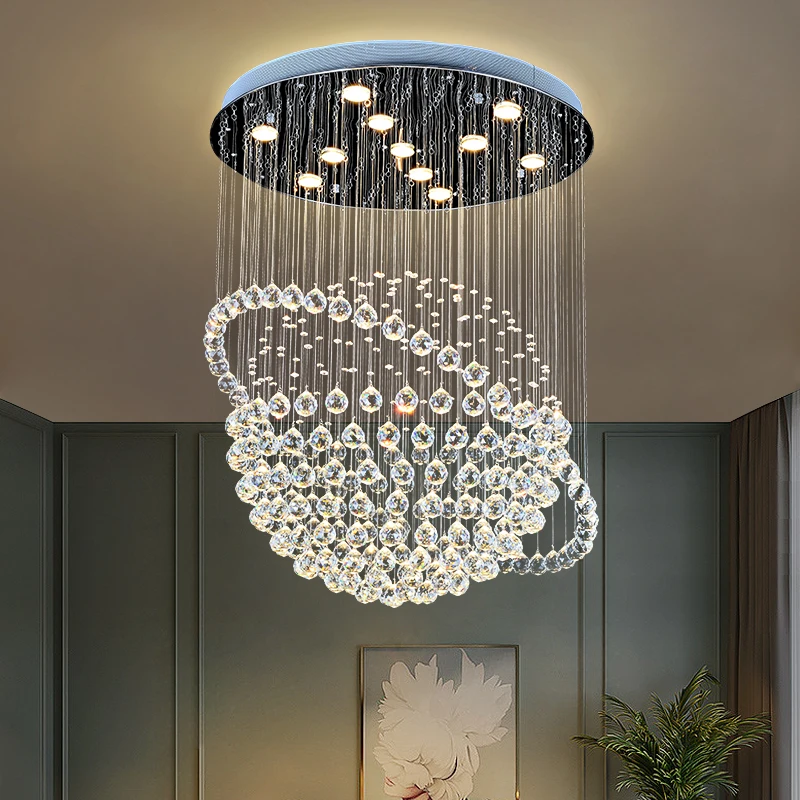 Living Room Crystal Chandelier High Restaurant Light Luxury Villa Duplex Staircase Shops Clothing Shop Hotel Lighting Chandelier