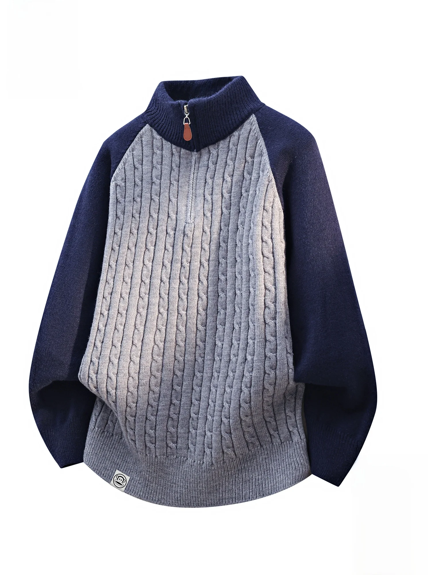 

PaulFrank Lazy Leisure f Zip Knitted Sweater Men's Spring Season Color Blo Warm Top Durable Polyester Blend Long Sve