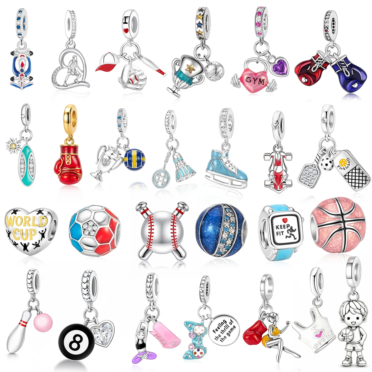 Fashionable original design sports boxing volleyball racing basketball bead pendant DIY bracelet necklace gift