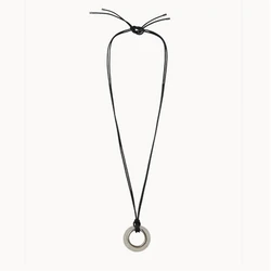 T*r Pendant Bronze Necklace High Quality Circular Pendant Necklace Beveled Edges And Leather Rope  Women's Jewelry Accessories