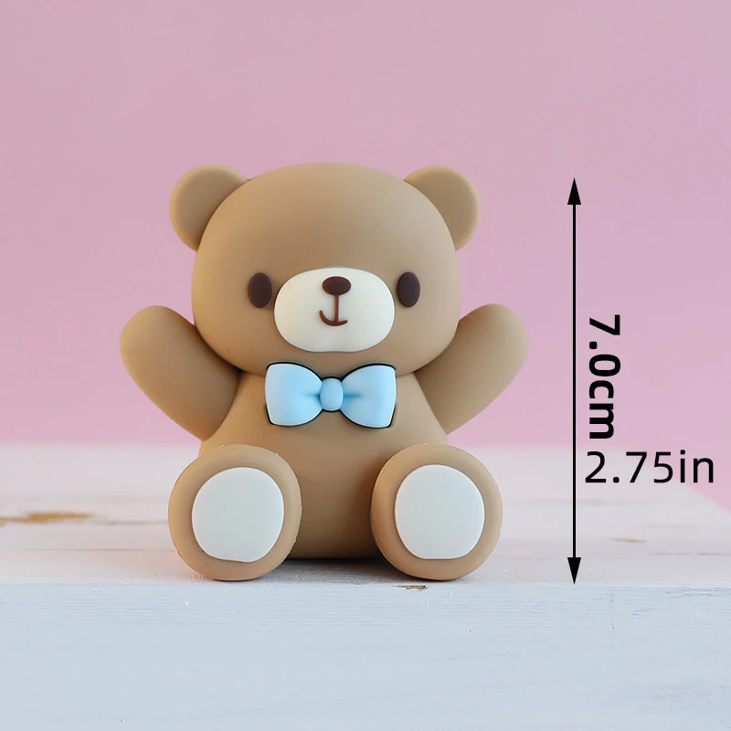 Rosa und blauer 3D-Bär-Kuchenaufsatz mit großem Regenbogen-Buchstaben für Babyparty, Bärendekorationen, Jungen und Mädchen, alles Gute zum Geburtstag, Partyzubehör – Detail 36