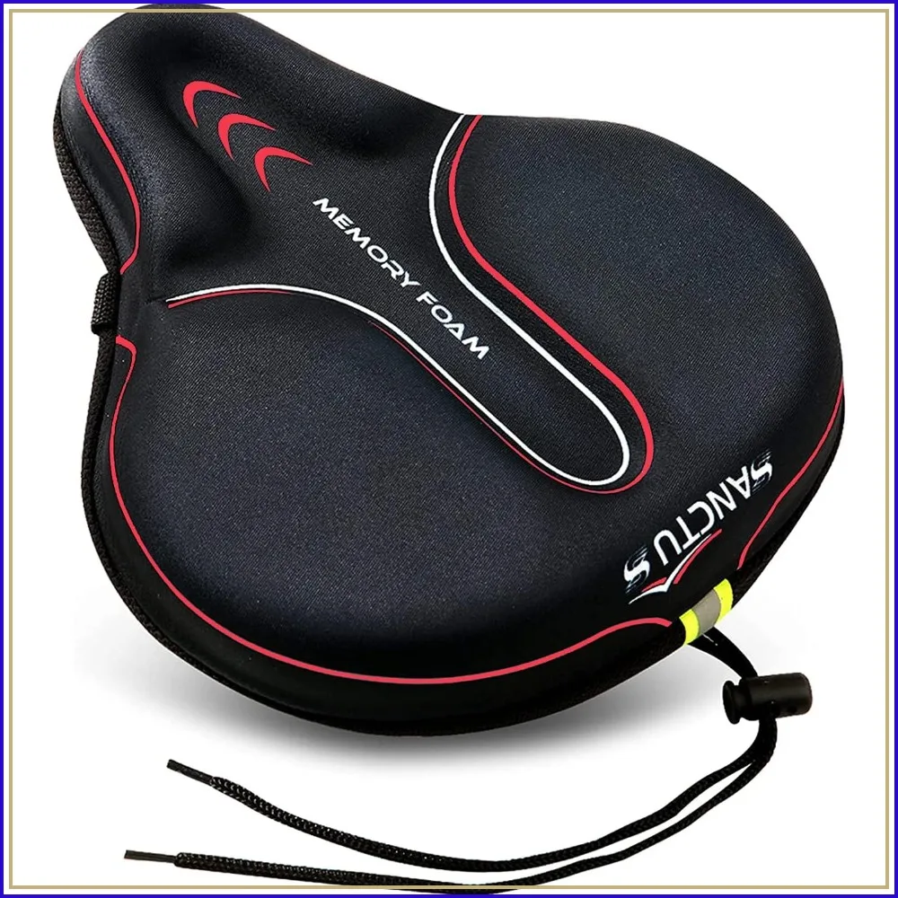 

Large Wide Bike Seat Cushion Cover Memory Foam, Soft Comfortable Bicycle Saddle for Men Women, Exercise Cycle Padded Cover Fits Stationary Cruiser Spin Bikes, Waterproof Cover Included