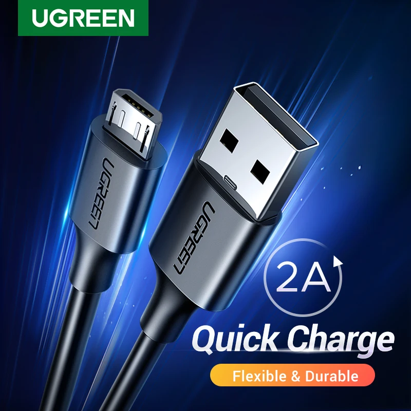 Ugreen micro cabo usb 3a carregamento rápido cabo de dados usb cabo de carregamento do telefone móvel para samsung htc lg android tablet usb fio