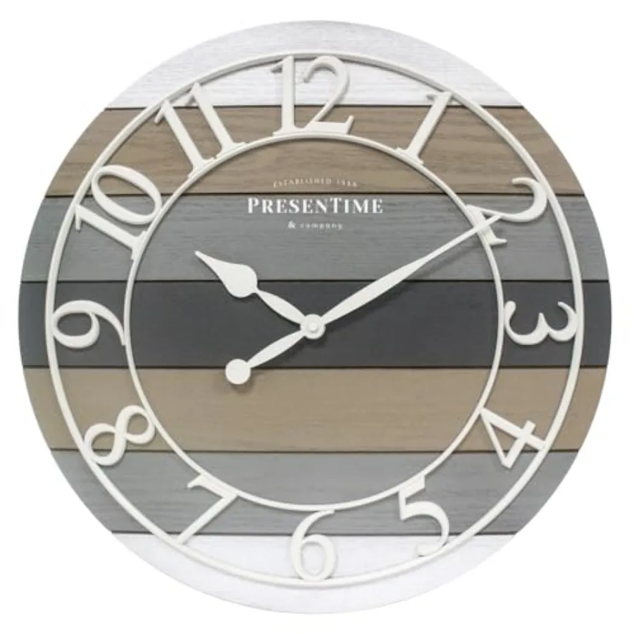 

and Co Modern Farmhouse Shiplap Clock, 19.5 inch, Arabic Numerals Shiplap Style. Large Farmhouse Decor for Living Room, Entrywa