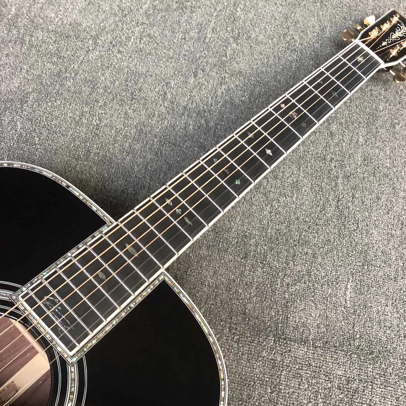 Abalone Binding Glossing Black Color 5A Dreadnought D Body 41 Inch Folk Acoustic Guitar