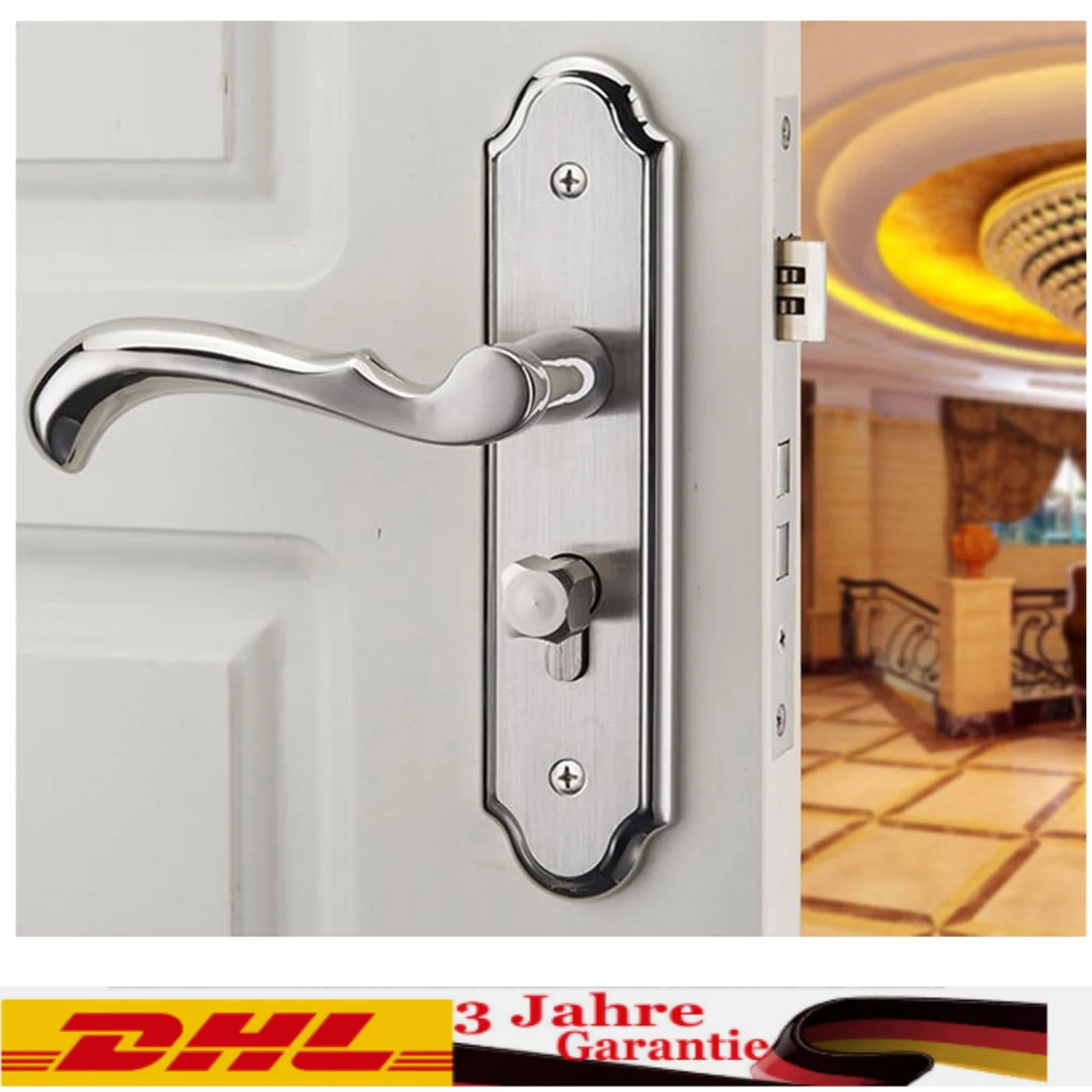 Door Handle Lock Stainless Steel Entry Handle Locks Heavy Duty Door Knobs Full Set Door Security for Steel Wooden Indoor Door