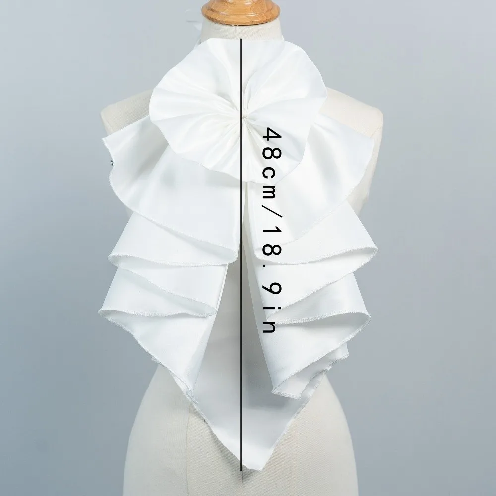 Mehrschichtiges Dekor, abnehmbarer Rüschenkragen, große Schleife, verstellbarer Fake-Kragen, schicke Polyester-Bluse, dekorativer Kragen, Themenparty – Detail 1
