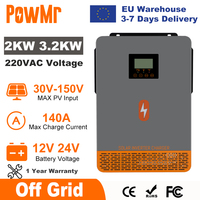 PowMr 3.2KW Hybrid Solar Inverter 24V 220V Pure Sine Off Grid Inverter with MPPT 140A Solar Battery Charger Max PV 30V-150V