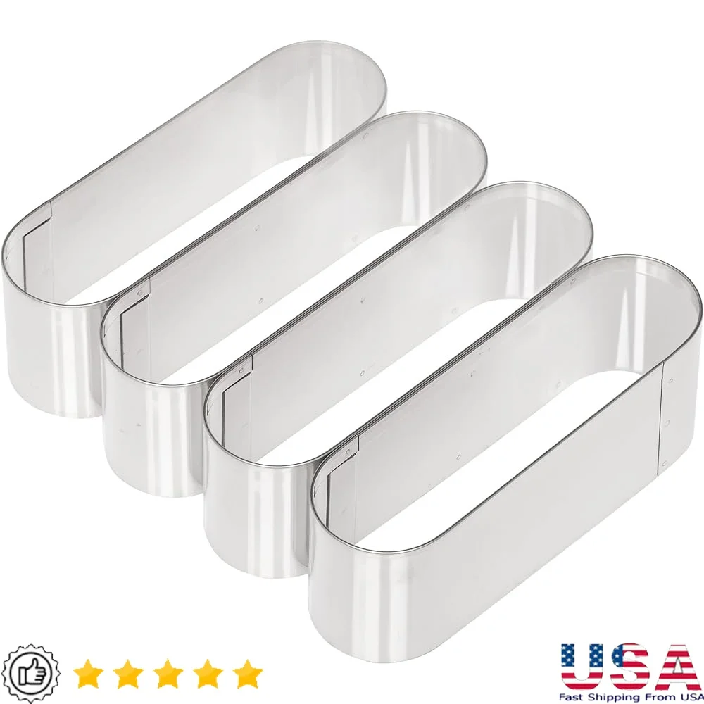 

Durable Stainless Steel Oval Cutter Éclairs and Bread Dough Cuts Four Ovals at Once Hand Wash Only Polished Finish