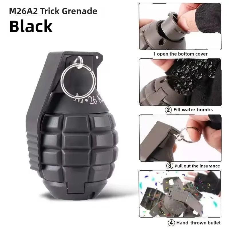 

3PCS M26a2 Nylon Grenade Model Explosion Grenade Toy, Airsoft Grenade Model, Anti-Fall, Refillable, Gel Ball, Confetti, Flour