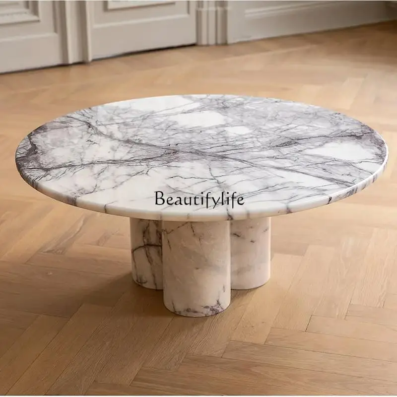 

5Italian natural luxury stone marble coffee table living room Nordic Italian simple round furniture