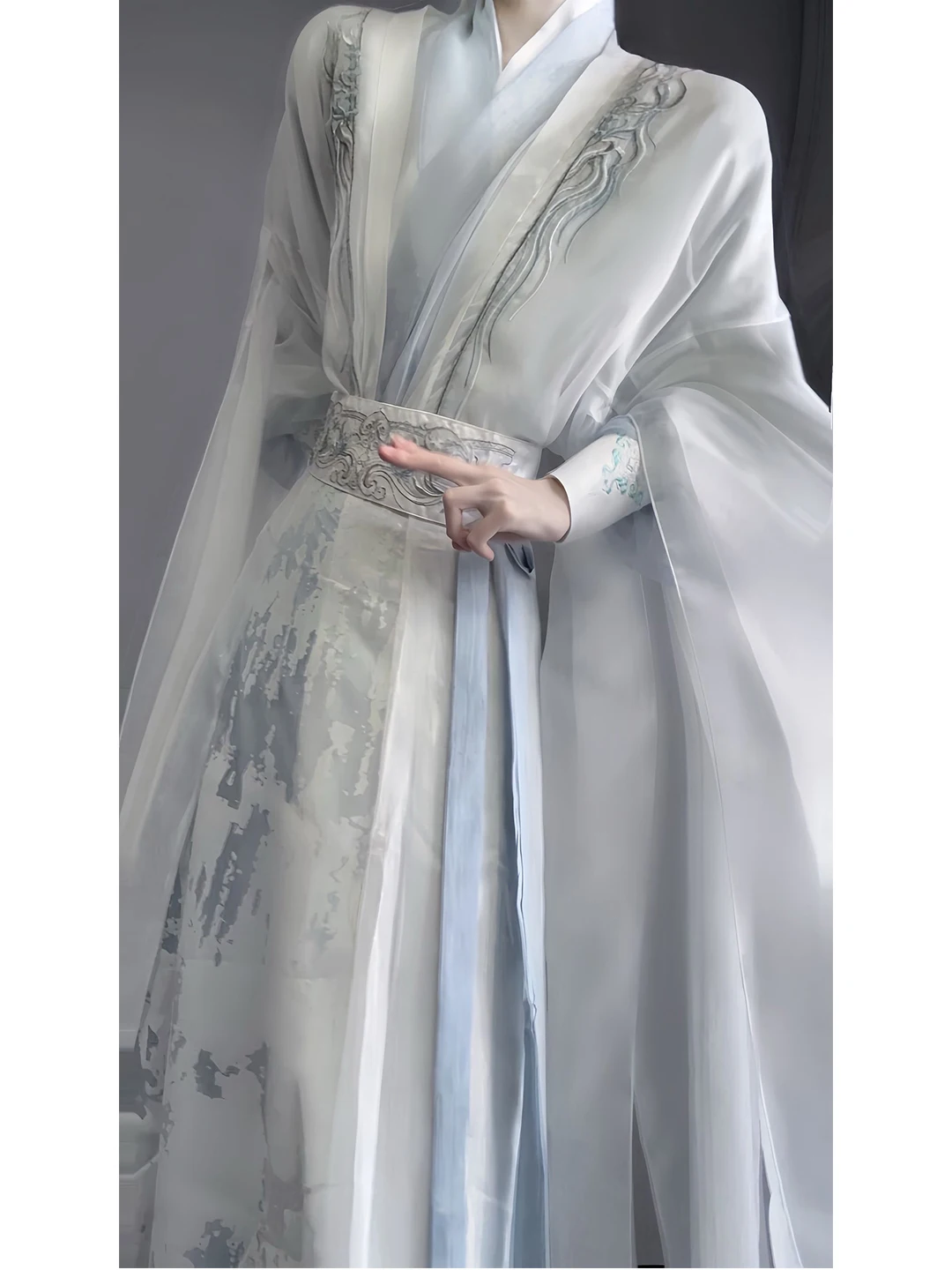 Elegant White Hanfu Cosplay Clothing for Teens Unisex Waist-Length Button-Up Long Shirt Ideal for Daily Wear And Festivals