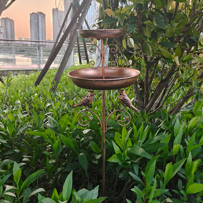 

Two-Piece Wrought Iron Bird Feeder Set, One Large and One Small, for Outdoor Patio and Garden Decoration, Gift for Bird Lovers, Nature Class for Parent-Child Activities # Birdbath # Gardendecoration # Birdfeeder # Adjustableheight # Outdoordecor