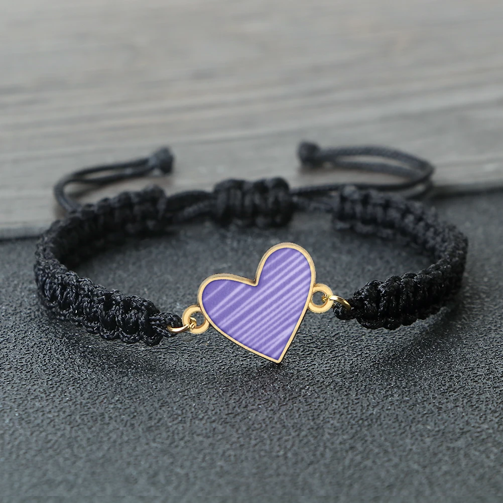 Fashion Black String Braided Bracelet Heart Shape Couple Bangles Chain Handmade Yoga Healing Pulsera Jewelry Gift for friend