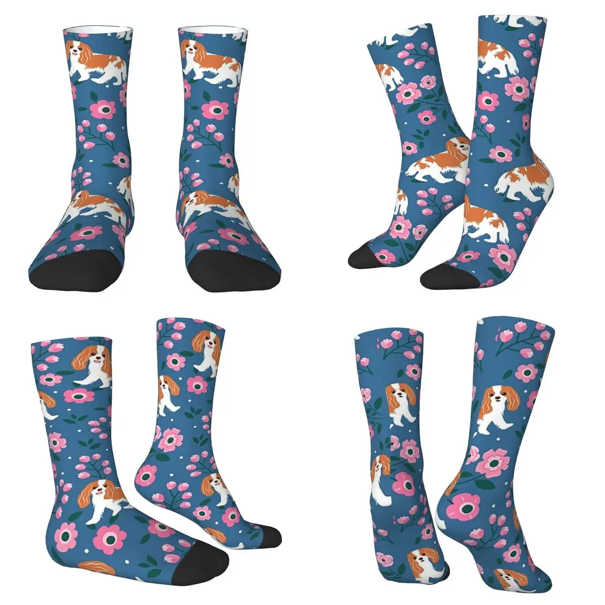 

Cute Cavalier King Charles Spaniel Socks Harajuku High Quality Stockings All Season Long Socks for Unisex Valentine's Day Gifts