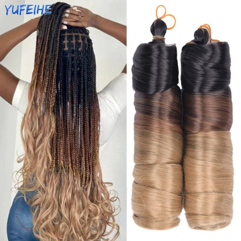 Synthetic Hair French Curl Braiding Hair Crochet Hair Extensions for Women Spiral Curls Braiding Hairpieces Ombre Blonde Black