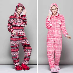 Women's Jumpsuit Flannel Pajamas For Girl Pijama Warm Teenager Sleepwear Christmas Underwear Overalls Women's Home Clothes