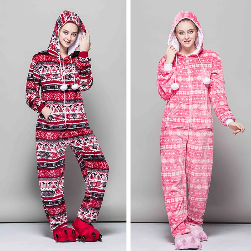 Women's Jumpsuit Flannel Pajamas For Girl Pijama Warm Teenager Sleepwear Christmas Underwear Overalls Women's Home Clothes